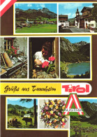 TANNHEIM, CHURCH, TOWER, MOUNTAIN, LAKE, COWS, ANIMAL, LANDSCAPE, FLOWERS, VESSEL, POSTCARD, AUSTRIA - Tannheim