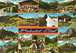 STUBAITAL, FOLKLORE BAND, BRIDGE, MOUNTAIN, CAR, TRAIN, CHURCH, TOWER, COSTUME, CHILDREN, POSTCARD, AUSTRIA - Neustift Im Stubaital