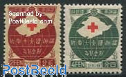China (before 1949) 1938 Manchukuo, Red Cross 2v, Unused (hinged), Health - Various - Red Cross - Maps - Other & Unclassified