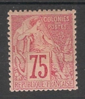 COLONIES GENERALES - 1881 - N°YT. 58 - Type Alphée Dubois 75c Rose - Neuf* / MH VF - Alphée Dubois