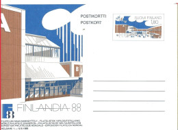 Finland 1988  Card With Imprinted Stamp, Finlandia 88, FMK 1.80 Unused - Briefe U. Dokumente