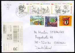 Brief Mi.1299+1407+1453+1675-79 EINSCHREIBEN Genf - Aachen 2012 Kat.11,00€ - Lettres & Documents