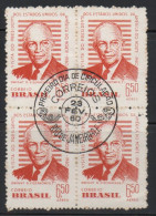 Brazil 1960 Airmail First Day Cancel On Block Of 4 // USA President Eisenhower - Luftpost