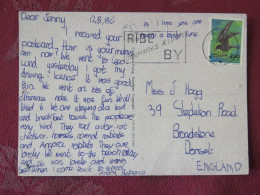 Denmark 1988 Postcard "activities Of The Day" From Ribe To England UK - Bird Corvus - Stamp Little Bit Damaged - Covers & Documents