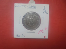 B.R.D 2 MARK 1951 "D" (A.21) - 2 Mark