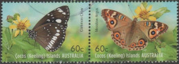 COCOS (KEELING) ISLANDS USED - 2012 $1.20 Cocos Butterflies Se-tenant Pair - Cocos (Keeling) Islands