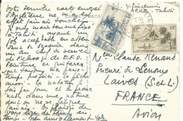 OCEANIE CARTE 11F50 TAHITI POUR LAIVES ( SAONE ET LOIRE ) DE 1951 - Tahiti