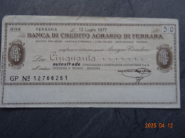 CINQUANTA  LIRE  LA BANCA DI CREDITO AGRARIO DI FERRARA   1977 - Autres & Non Classés