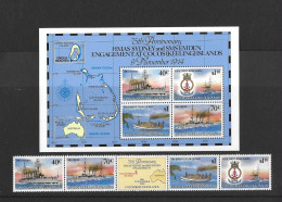 Cocos (keeling) Islands MNH 75th Ann Of Destruction Of German Cruiser Emden Sg 214/7 & MS 218 - Cocos (Keeling) Islands