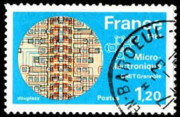France Poste Obl Yv:2126 Mi:2245 Micro-électronique CNET (TB Cachet Rond) Dents Courtes En Haut - Computers