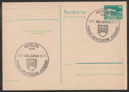 DDR: 1986, GA- Blankokarte, Bauwerke,  SoStpl. BERLIN / 40 Jahre / FREIE DEUTSCHE JUGEND - Postkarten - Gebraucht