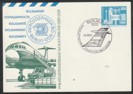 DDR: 1980, Blanko Privat GA, Bauwerke, AEROSOZPHILEX '80 / SOLIDARITÄT.   SoStpl. BERLIN 2 - Postkarten - Gebraucht