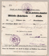 C01) Deutschland - Militär-Fahrschein 3. Klasse Vom 1.7.1916 - Europe