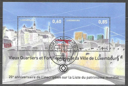 Luxembourg 2014 Bloc Unesco Heritage Vieux Quartiers Et Fortifications Mi.no. Bl. 34 (2010-11) Used Oblitéré Gestempelt - Used Stamps