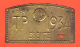 Bollo Lamierino 1934 Mezzi Agricoli Trapani Sicilia Ventennio Fascio - Number Plates