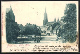 AK Neu-Ulm, Strassenpartie Mit Blick Zum Münster - Neu-Ulm