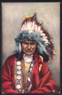 Künstler-AK Indianer-Häuptling Red Owl - Native Americans