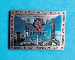 Magnet Plat - Gênes - Genova - Piazza De Ferrari - Cattedrale San Lorenzo - Porto Antico - La Lanterna - Italie - Tourism