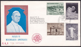Vatican: FDC First Day Cover, 1964, 4 Stamps, Pope Visit, Bombay, India, Religion, Map, Building (very Small Stain) - Briefe U. Dokumente