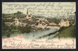 AK Baden, Ortsansicht über Den Fluss - Baden