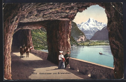 AK Flüelen, Axenstrasse Mit Blick Zum Vierwaldstättersee - Flüelen