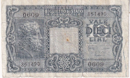 Italie 10 Lire Billet De Banque De La République D'Italie. Fascisme. Presque Non Diffusé - Autres & Non Classés