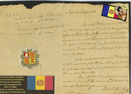 ANDORRA  DOCUMENTO CARTA 1823 DEL 9BISPO D URGELL - Lettres & Documents