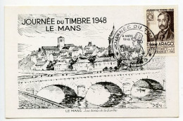 France 1948 FDC Postcard - Le Mans; Scott B223 - Stamp Day / Etienne Arago - ....-1949