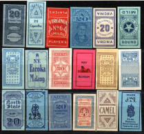 A4.163 18 MOSTLY UNITED STATES CIGARETTES REVENUES LABELS, SOME WITH FAULTS. - Andere & Zonder Classificatie