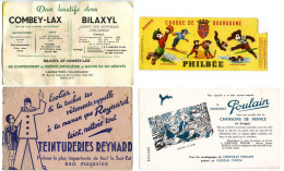 Lot De 4 Buvards (42) PHILBEE - POULAIN - REYNARD - ROLAND-MARIE Avec Défauts :taches,  Pliures,déchirures Etc. Etc - Verzamelingen & Reeksen
