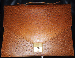 Vintage, Porte Documents, Serviette, Sacoche En Cuir D'autruche _L142abc - Altri & Non Classificati