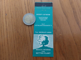 Pochette D'allumettes ANGLETERRE "BEECH WORKS FOR BETTER PLANT - E. GORDON WHITELEY LTD - MORLEY LEEDS" - Boites D'allumettes