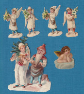 Bel Ensemble Chromo Découpis NOEL Angelot Sapin Nain En Bel état Circa 1890 - Motif 'Noel'