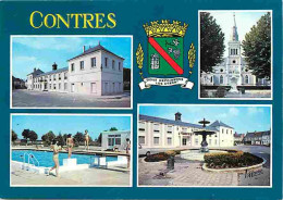 41 - Contres - Multivues - Blasons - L'hôtel De Ville - L'eglise - La Piscine - La Fontaine Javalet - Carte Neuve - CPM - Contres