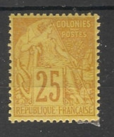 COLONIES GENERALES - 1881 - N°YT. 53 - Type Alphée Dubois 25c Jaune-bistre - Neuf* / MH VF - Alphée Dubois