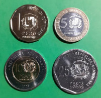 Dominican Republic 1-25 Pesos 2022-2023, Set Of 4, KM#124-127, Unc - Dominicaine