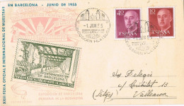 58498. Tarjeta BARCELONA 1955. Feria Muestras, Viñeta, Label. Numerada - Briefe U. Dokumente