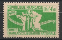 FRANCE LIBRE - 1943 - N°YT. 1 - Aide Aux Combattants 0f50+4f50 - Neuf Luxe ** / MNH / Postfrisch - Altri & Non Classificati