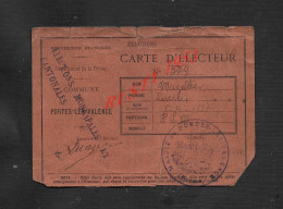 CARTE D ELECTEUR DE MAZELLIER LUCIEN CACHET PORTES LES VALENCE : - Other & Unclassified