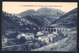 CPA L`Escarène, Vue Générale Et Le Viaduc De La Ligne Nice-Coni - L'Escarène
