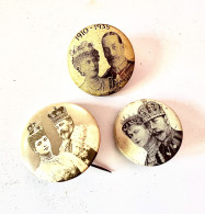 3 X KING GEORGE V + QUEEN MARY SILVER JUBILEE 1910-1935 PIN BADGES 1935 - Lotes