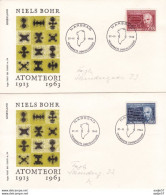 Denmark 1963 Cz.Slania Niels Bhor Minr 417x-418x FDC - FDC