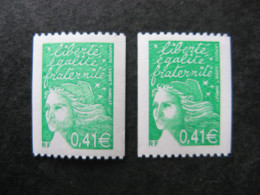 TB N° 3458a+e: Vert Clair Avec N° Rouge Au Verso + 3458a Vert, Neufs XX. - Unused Stamps