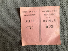 TICKET  DE TRANSPORT Aller & Retour  OMNIBUS DE MONTLHERY - Europe