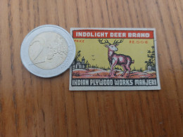 étiquette Boîte D'allumettes INDE "INDOLIGHT BEER BRAND - INDIAN PLYWOOD WORKS MANJERI" (cerf) - Matchbox Labels