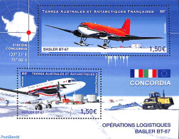 French Antarctic Territory 2021 Aeroplanes S/s, Mint NH, Science - Transport - The Arctic & Antarctica - Aircraft & Av.. - Ongebruikt