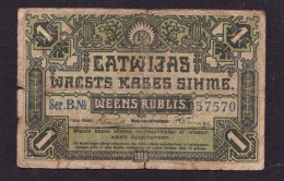 1919 Latvia Banknote 1 Rublis,P#2A/N6 - Latvia