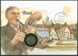Estland 1992 Folklore Musikant Numisbrief 50 Senti (N100) - Estonie