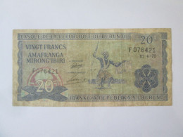 Rare! Burundi 20 Francs 1970 Banknote See Pictures - Burundi