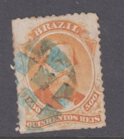 Brazil 1866 Emperor Pedro - 500r Orange No 3 Block Cancel - Oblitérés